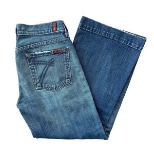 7 For All Mankind Women Waist 28" Dojo Crop Denim Jeans Distressed Inseam 25"